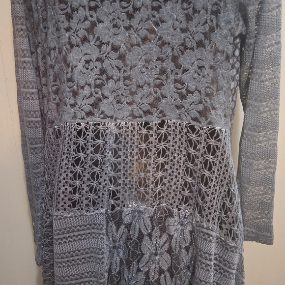 This & That Elegant Gray Women's Cardigan 2XL Festival Coachella Lace Floral - Picture 8 of 14